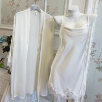 Soft Pure Allure Lace-Trimmed Cami Sleep Dress & Matching Robe Set – Silky Ice Silk Two-Piece Pajama Set thumbnail