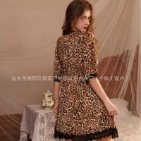 Sexy Leopard Print Romper Sleeprobe for Women - Plus Size Lace Trim Lounge Robe, Elegant At-Home Wear thumbnail