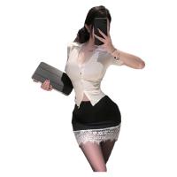Night Jean Seductive Deep V-Neck Lace Secretary Costume - Sexy Pure-Temptation Bodycon Cosplay Outfit 7759 thumbnail