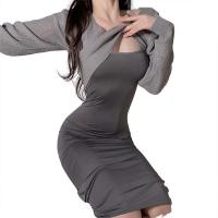 Seductive Lace Tie-Up Backless Sheer Long Nightgown - Pure Temptation Sleep Dress for Women thumbnail