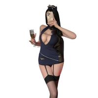 Avian Moon Sheer Airline-Themed Bodycon Skirt Set – See-Through Naked-Butt Flight Attendant Secretary Uniform thumbnail