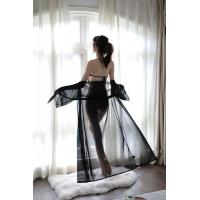 Women's Sexy Lace Sleep Set – Long Sheer Nightgown & Matching Bralette, Seductive Mesh Lounge Wear thumbnail