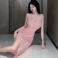 Fan Lei Sheer Long Sleep Dress - Elegant Lace Mesh Slip Nightgown with Adjustable Straps thumbnail