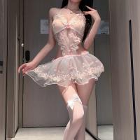 New Sexy Lace Sleep Set for Women – Sheer Mesh & Embroidered Cami Dress with Matching Briefs, Pure Temptation Nightwear thumbnail