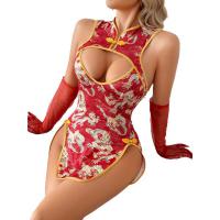 Custom Sexy Silk Cheongsam Dress - Backless Sheer Split Qipao for Women, Alluring Lingerie-Inspired Outfit thumbnail