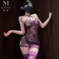 Mannyu Sexy Lace Bodysuit for Women - Sheer Mesh Push-Up High-Waisted Corset Dress Set thumbnail