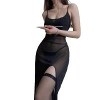 Women's Sexy Lace Mesh Nightgown - Sheer Seductive Slip Dress with Side Slit, Comfortable & Alluring Sleepwear thumbnail