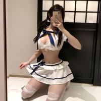Meimei Lingerie Set - Pure & Tempting Lace Sexy Underwear for Women, Sheer Mesh Bra and Thong with Stockings thumbnail