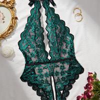 Sexy Lace See-Through Lingerie Set - Deep V Open-Cup Hookless Bra & Crotchless Bodysuit for Women thumbnail