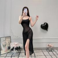 Sheer Lace Cami Dress - Sexy Transparent Sleep Dress for Women, Romantic Mesh Nightgown with Side Slit thumbnail