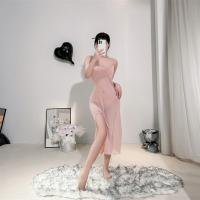 Sheer Lace Cami Dress - Sexy Transparent Sleep Dress for Women, Romantic Mesh Nightgown with Side Slit thumbnail
