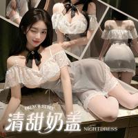 Feimu French Elegant Lace Sleep Dress with Adjustable Waist & Sheer Chest Detail - Sexy Lingerie Nightgown ZY157 thumbnail