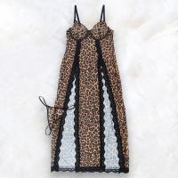 Leopard Print Sheer Lace Chemise Set - Sexy Bridal Lingerie Nightwear for Women thumbnail