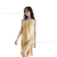 Sexy Satin Sleep Dress & Robe Set – Slip-On Sleeveless Nightgown with Slit Skirt, Luxe Lingerie-Inspired Pajama Ensemble thumbnail