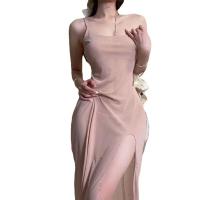 Solid High-Slit Long Dress - Sexy Sheer Mesh Slip Dress for Women, Lingerie-Inspired Sleep Dress & At-Home Loungewear thumbnail