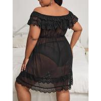 European-Style Lace Sexy Sleepwear Set for Women – Off-Shoulder Sheer Nightgown & Matching Lingerie thumbnail