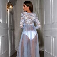 Lace Mesh Sheer Long Nightgown for Women – Sexy Transparent Sleep Dress, No Underwear Included thumbnail