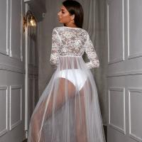 Lace Mesh Sheer Long Nightgown for Women – Sexy Transparent Sleep Dress, No Underwear Included thumbnail