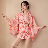 Mannyqing Japanese Kimono Lingerie Set - Deep V Floral Sleepwear Robe with Cherry Blossom Print, Pure & Alluring Style thumbnail