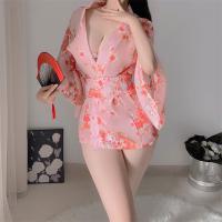 Japanese-Style Erotic Kimono Lingerie Set – Sheer Chiffon Waist-Cinching Nightwear & Robe for Passionate Nights thumbnail