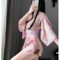 Japanese Cherry Blossom Lingerie Set - Seductive Kimono-Style Sleepwear, No-Remove Sexy Outfit thumbnail