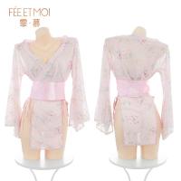 Feimu Japanese-Style Seductive Side-Open Thong Lingerie Set - Rear-Revealing 3-Piece No-Remove Erotic Underwear 6604 thumbnail