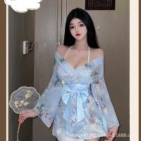 Japanese-Style Sheer Lace Bathrobe Set - Sweet Sakura Sleepwear with Bow Detail, Pure & Sexy Kimono-Inspired Nightwear thumbnail