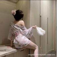 Japanese-Style Sheer Lace Bathrobe Set - Sweet Sakura Sleepwear with Bow Detail, Pure & Sexy Kimono-Inspired Nightwear thumbnail