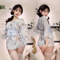 Japanese-Style Sexy Lingerie & Kimono Robe Set with Bow Detail – Elegant Sleepwear Collection thumbnail