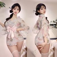 Japanese-Style Sexy Lingerie & Kimono Robe Set with Bow Detail – Elegant Sleepwear Collection thumbnail