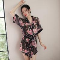 Japanese-Style Sexy Lace Sleepwear Set – Sheer Chiffon Kimono Robe & Matching Lingerie Outfit thumbnail
