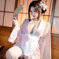 Kawaii Bunny Maid Costume - Japanese-Style Sexy Sleep Robe with Bow & Rabbit Print, Cute & Alluring Lingerie Set thumbnail