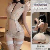 Deep V Lace Sheer Babydoll Nightgown - Seductive Mesh Chemise with Adjustable Straps & Bodycon Fit thumbnail
