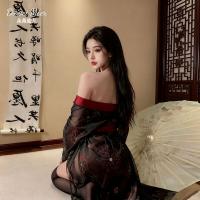 Dowemier Sensual Kimono Lingerie Set - Sheer Vintage-Inspired Erotic Outfit, No-Remove Temptation Robe thumbnail
