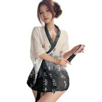 Muroa Japanese Kimono Sleepwear Set – Inspired Poem Print Sexy Pure-Delight Lingerie Set 8011 thumbnail