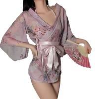 New Japanese Kimono Lingerie Set with Bow Detail - Sexy Yukata Robe & Matching Underwear thumbnail