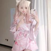 Pure Temptation Women's Lingerie Set - Deep V Japanese Kimono Style Cosplay Outfit with Floral Fox Dream Design thumbnail