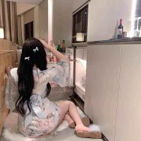 Japanese-Style Couples Pajama Set - Matching Kimono Sleepwear for Couples, Playful Bedroom Outfit thumbnail