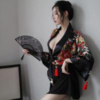 Japanese Kimono-Style Lingerie Set - Deep V Sexy Sleepwear & Bedroom Play Outfit, No-Remove Design thumbnail