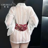 Chu Rui Vintage Chinese Lingerie Set - Hanfu-Inspired Sheer Palace-Style Costume with Detachable Train thumbnail