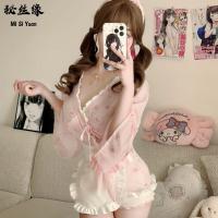 Misyuan Elegant Japanese-Inspired Lingerie Set – Kimono-Style Maid Sleepwear Dress with Floral Print, Spring Pure & Allu thumbnail