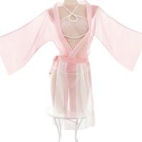 Lace Bridal Sleepwear Set - Plus Size Sheer Hanfu-Inspired Robe, Kimono & Chemise Nightgown Ensemble thumbnail