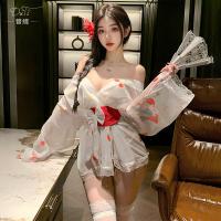 XianYi Japanese-Style Sexy Lingerie Set - Sheer Kimono-Inspired Uniform with Floral Print, No-Remove Design thumbnail