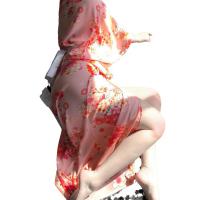 Linlinting Japanese Kimono-Style Cat Girl Lingerie Set - Elegant Long Sheer Sleepwear for Women thumbnail