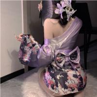 Naben Temptation Sexy Deep V Kimono Lingerie Set - Japanese Anime-Inspired Open Front Costume Outfit thumbnail
