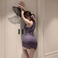 Pure & Seductive Lingerie Set - QQNY Silk-Look Cheongsam Bodysuit with High-Waisted Pencil Skirt, Elegant Sensual Outfit thumbnail