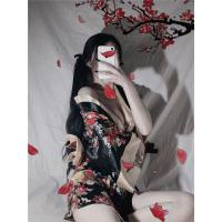 Japanese-Style Sexy Sleepwear Set for Women – Kimono-Inspired Nightgown & Robe with Wrap Design thumbnail