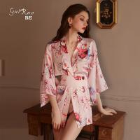 Glorious Sensual Lingerie Set - Low-Cut Seductive Kimono-Style Waist-Slimming Sleepwear Outfit thumbnail
