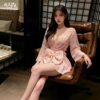 Sexy Backless Sleep Dress - Kawaii Japanese-Inspired Lingerie with Bow & Floral Print, Pure-Yet-Seductive Nightwear thumbnail