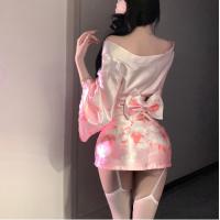 Domoira Temptation Lingerie Set - Deep V Japanese Kimono Style Cosplay Outfit with Floral Fox Dream Design thumbnail